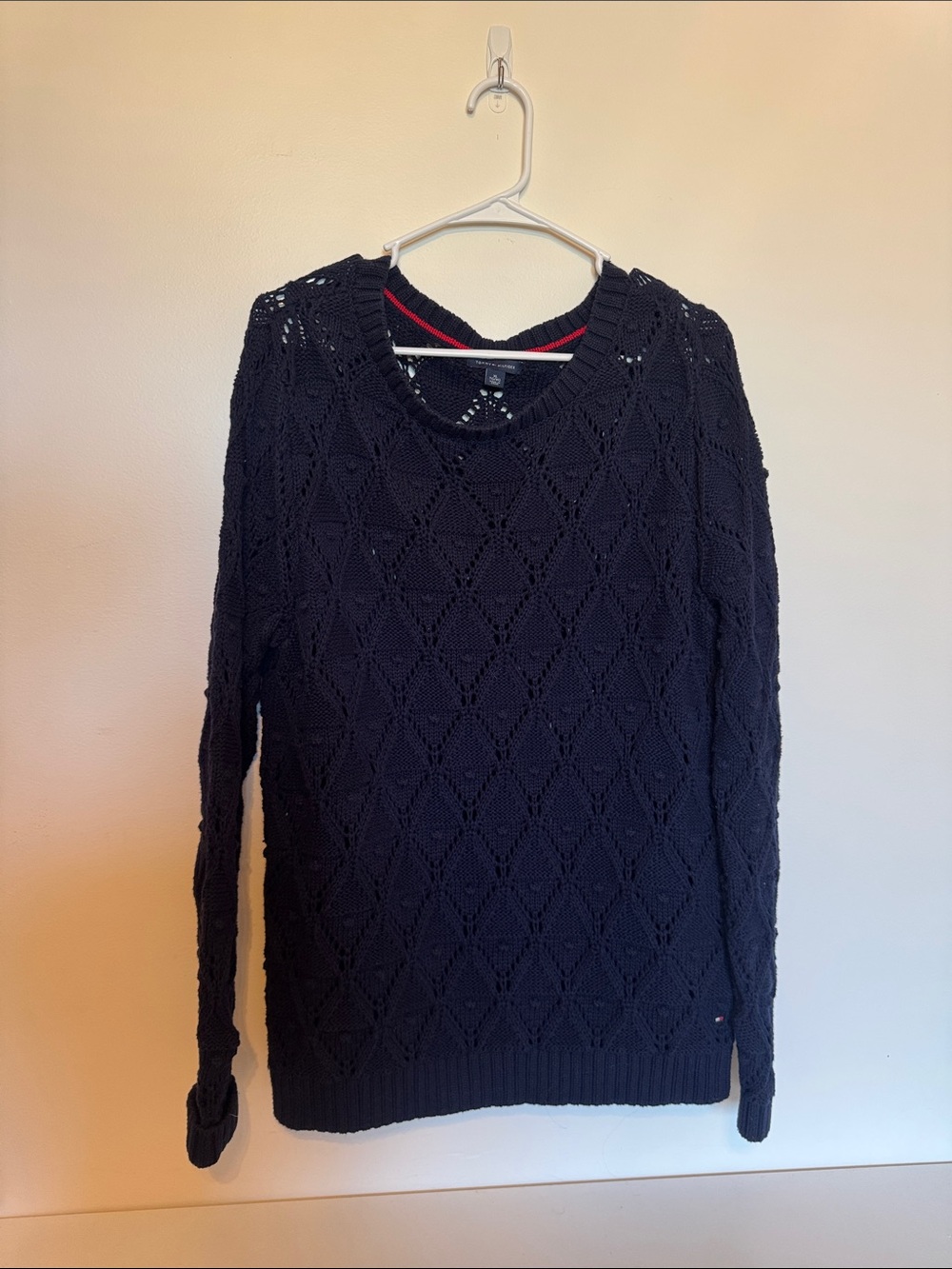 Tommy Hilfiger Navy Diamond-Knit Crewneck Sweater